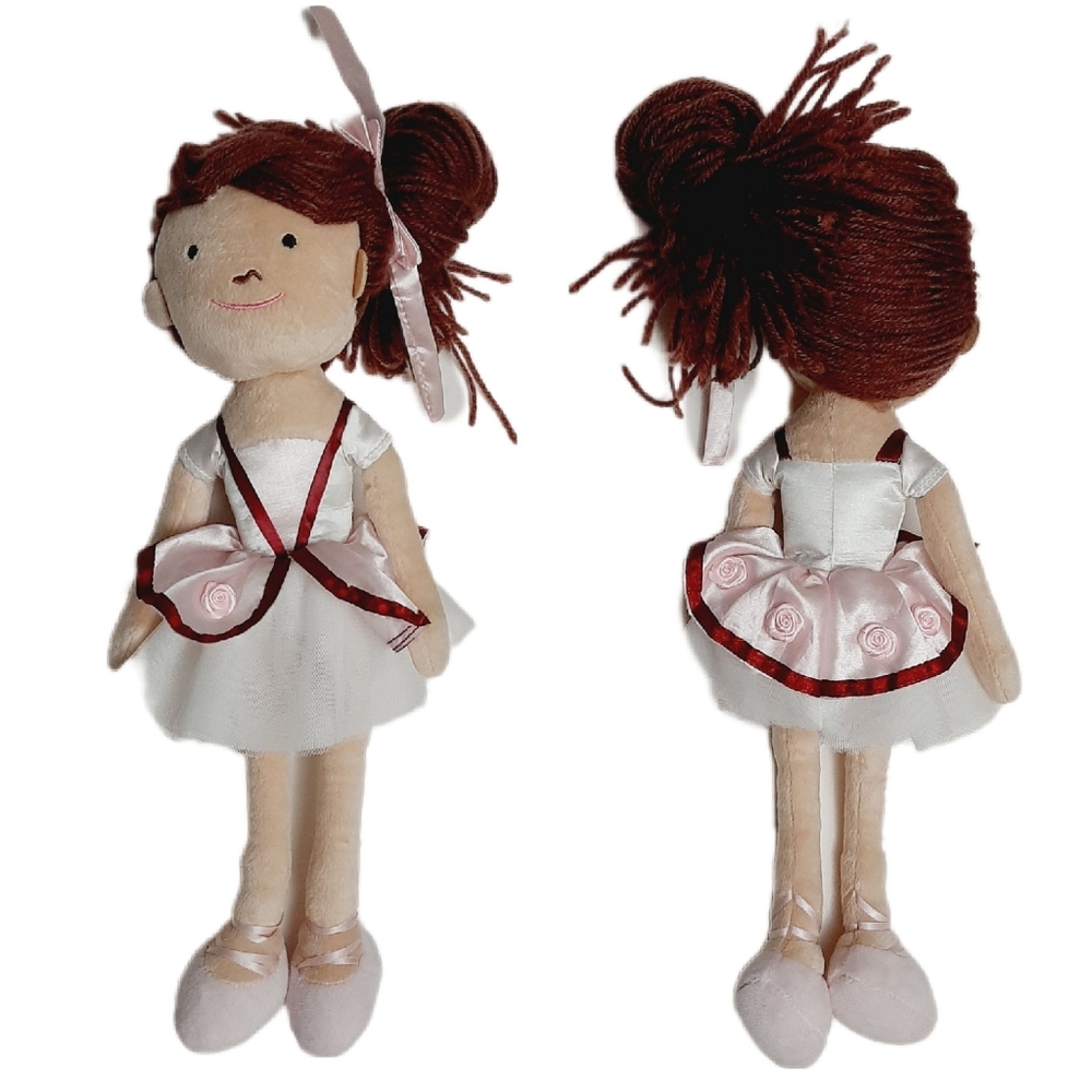🍒 Alberta Ballet Ballerina Doll Tutu Pink & White Fabric Skirt Soft Kids Toy